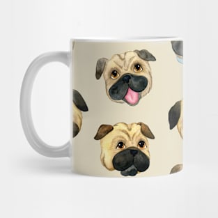 Cute Pug Face Pattern Mug